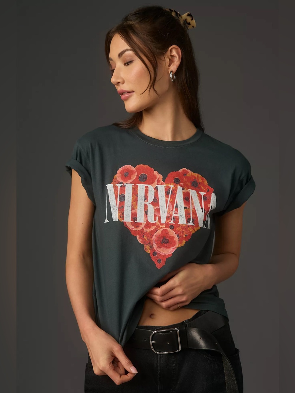 Letluv for Anthropologie Nirvana Poppies Graphic Tee Size XL